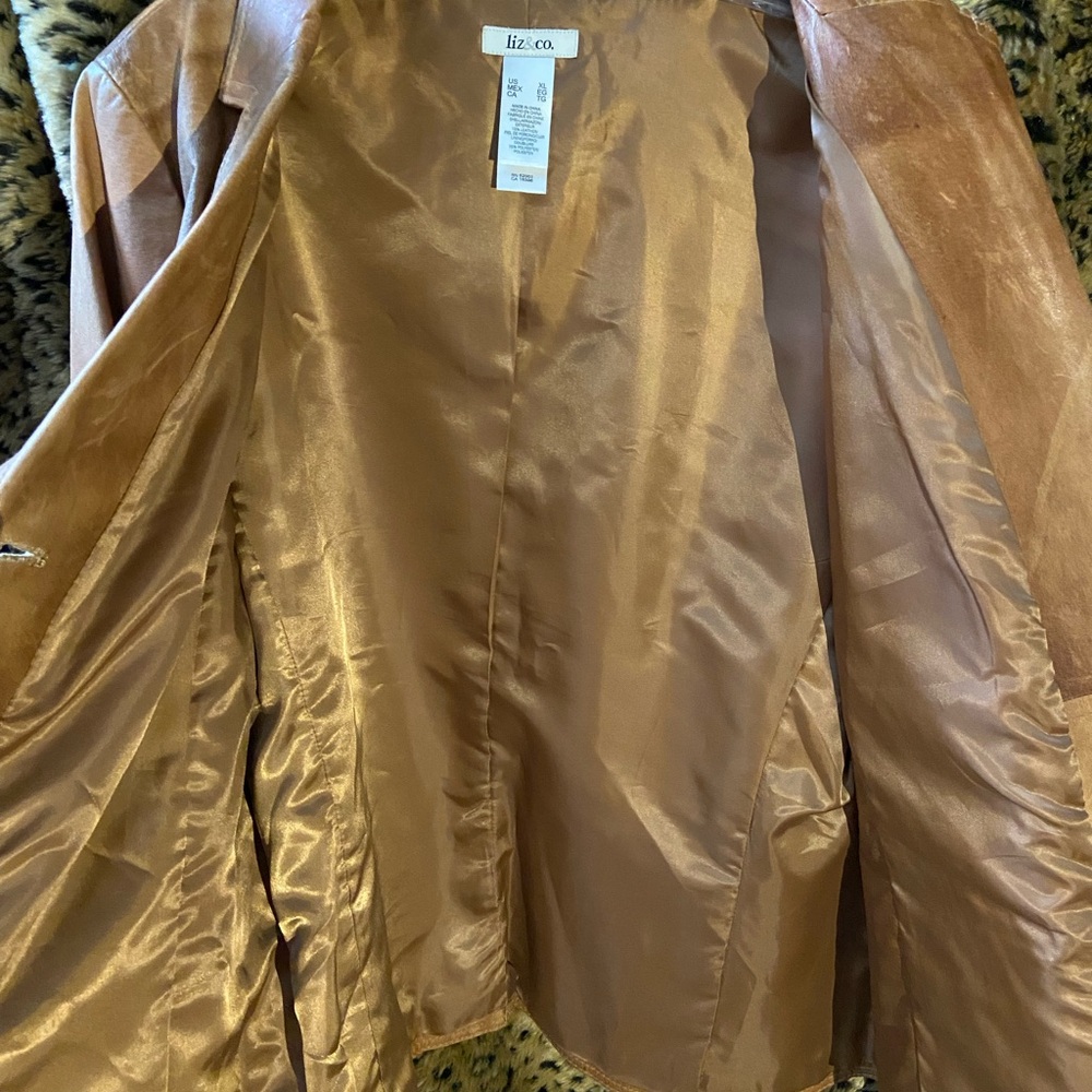 liz & co. Women's Tan Leather Button-Front Jacket - Picture 8 of 11